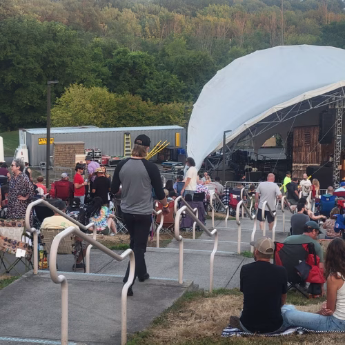 The Storage Space to Make Your Event Special with A-Verdi A-Verdi storage containers rented for an outdoor concert event in New York, providing secure and convenient on-site storage for stage and equipment.