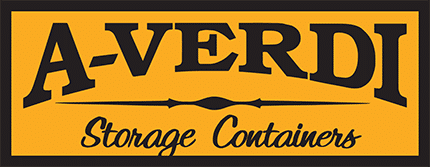 A-Verdi Storage Containers company logo in yellow and black.