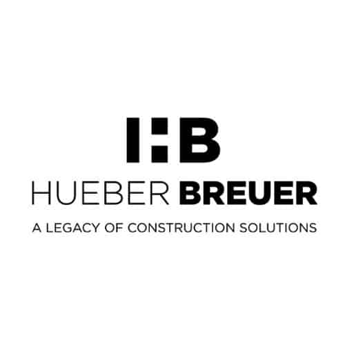 A bold, sans-serif wordmark reading "H B" above the text "HUEBER BREUER" with the tagline "A LEGACY OF CONSTRUCTION SOLUTIONS" underneath.