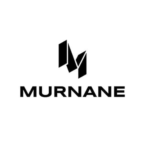 A bold, black, angular “M” icon above the word “MURNANE” in solid uppercase letters.