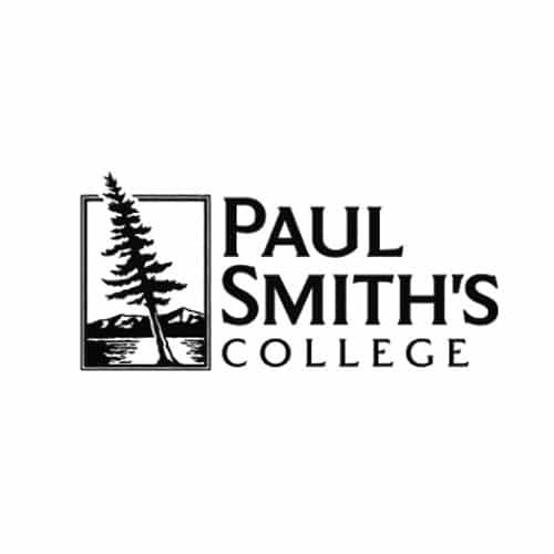 Paul Smith's College logo with tree and mountain design