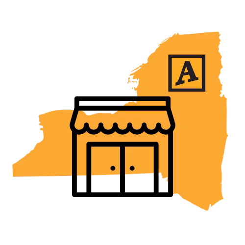 A-Verdi Commercial Container Solutions Across New York Illustrated map of New York State representing A-Verdi commercial storage and office container solutions for businesses statewide.