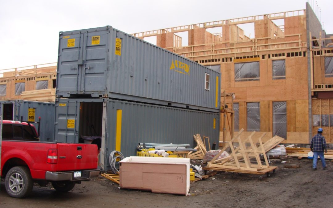 Storage Container Used as Sound Barrier for Construction
