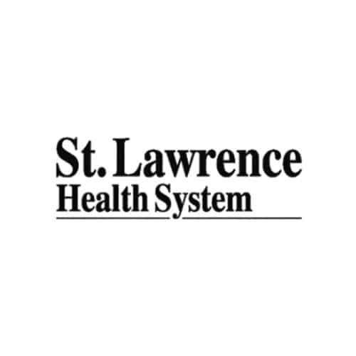 Black text logo for St. Lawrence Health System with "St. Lawrence" in large serif font above "Health System" in smaller bold font, separated by a thin horizontal line.