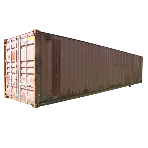 Large brown shipping container with closed double doors