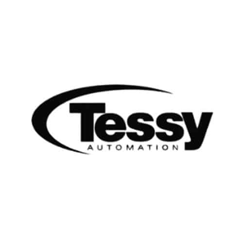 A bold, black wordmark in a clean, sans-serif font reading “Tessy,” with the word “AUTOMATION” in smaller capital letters beneath it and a sweeping crescent shape arching over the first letter.
