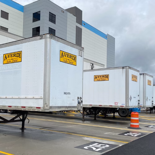 A-Verdi Flexible Van Trailer Storage Solutions for Smarter Logistics A-Verdi trailer storage units positioned at a commercial facility, providing secure on-site storage for logistics and transportation operations.